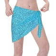 thumbnail image 3 of Disketp Blue Glitter Women Swimsuit Cover Up Short Chiffon Summer Beach Sarong Bikini Wrap Skirt Bathing Suit, 3 of 7