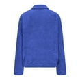thumbnail image 5 of TKLPEHG Women Sherpa Fleece Pullover Quarter Zip Lapel Long Sleeve Tops Solid Color Soft Winter Warm Tops Pullover with Pocket (Blue,L), 5 of 7