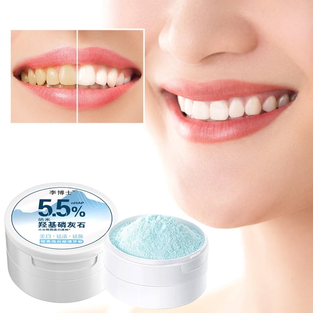 Pasta de dientes, polvo dental, eliminación de manchas, blanqueamiento dental, aliento fresco, polvo limpiador, hidroxiapatita, decoloración dental.