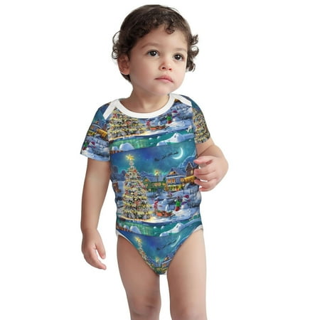 

Fotbe Christmas Tree Pattern Unisex-baby Short-sleeve Bodysuit Short Sleeve Bodysuits One-piece 100% Organic Cotton for Infant Baby Boys Unisex-18 Months