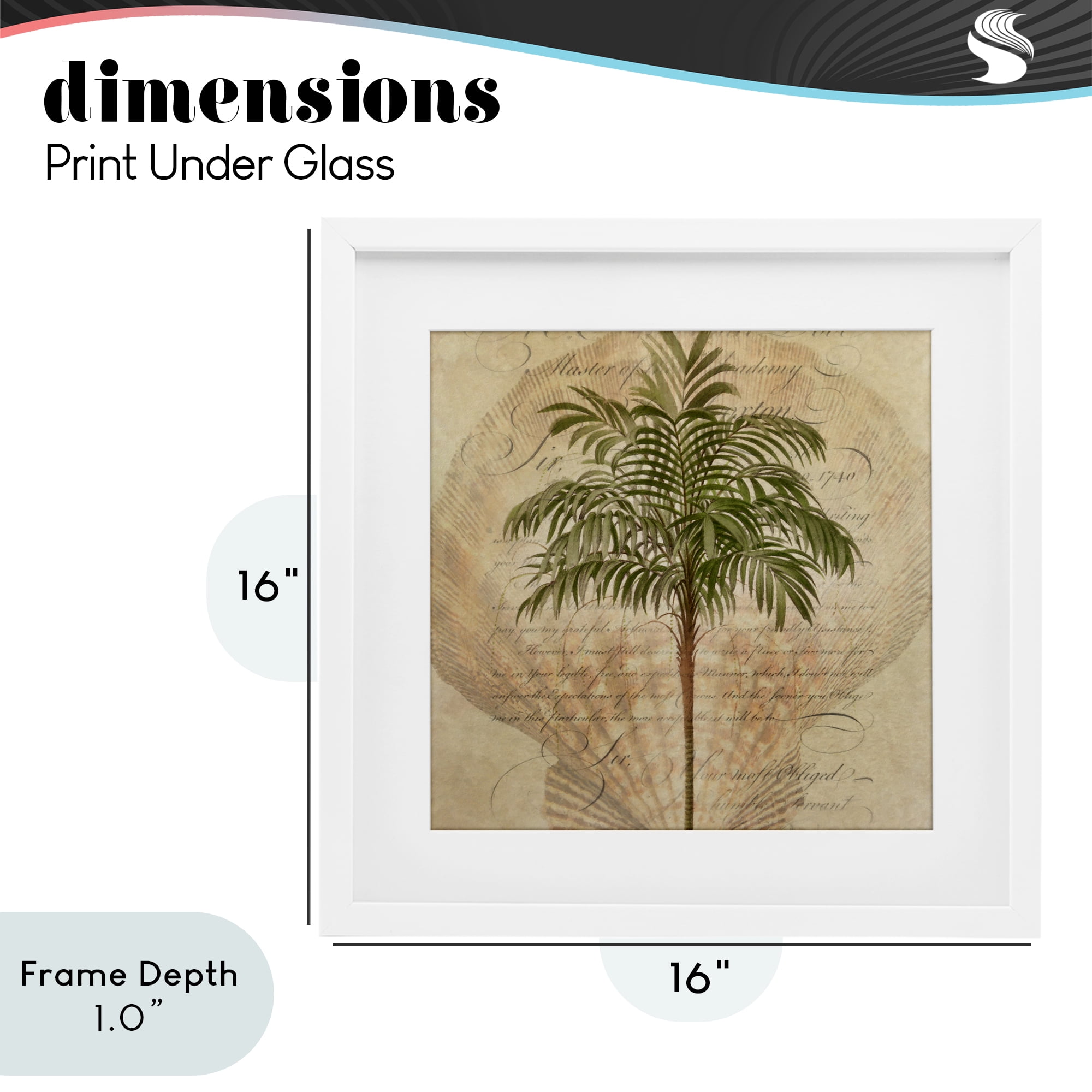 Stupell Industries Subdued Tropics Palm White Framed Print Under Glass, design by Steve Hunziker