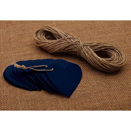 100 Pcs Heart Shape Blank Cardstock Tags Bonbonniere Wedding Favor Gift Tag with Free Natural Jute Twine - Colors Available