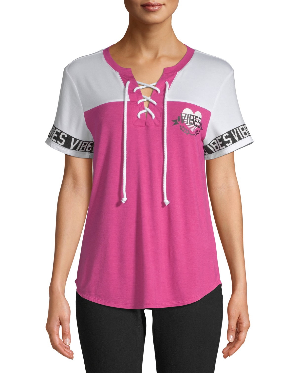 Juniors Lace Up Graphic T-Shirt 