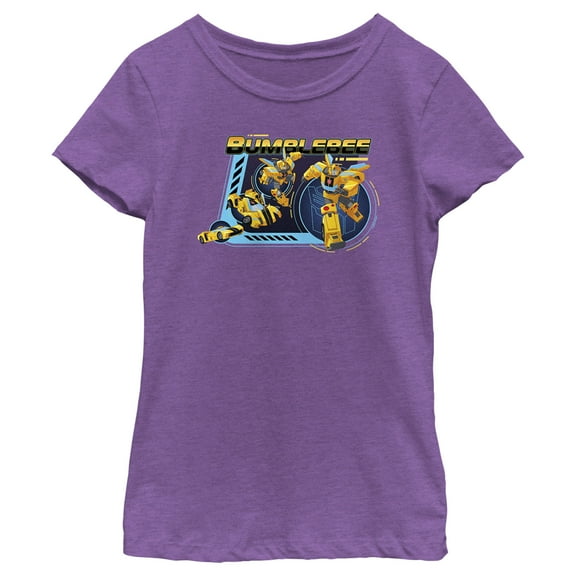 Girl's Transformers: EarthSpark Transforming Bumblebee  Graphic Tee Purple Berry X Small