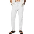 thumbnail image 1 of Pantalones JMIERR casuales de algodón y lino con cintura elástica para hombre, blancos, L, 1 of 6