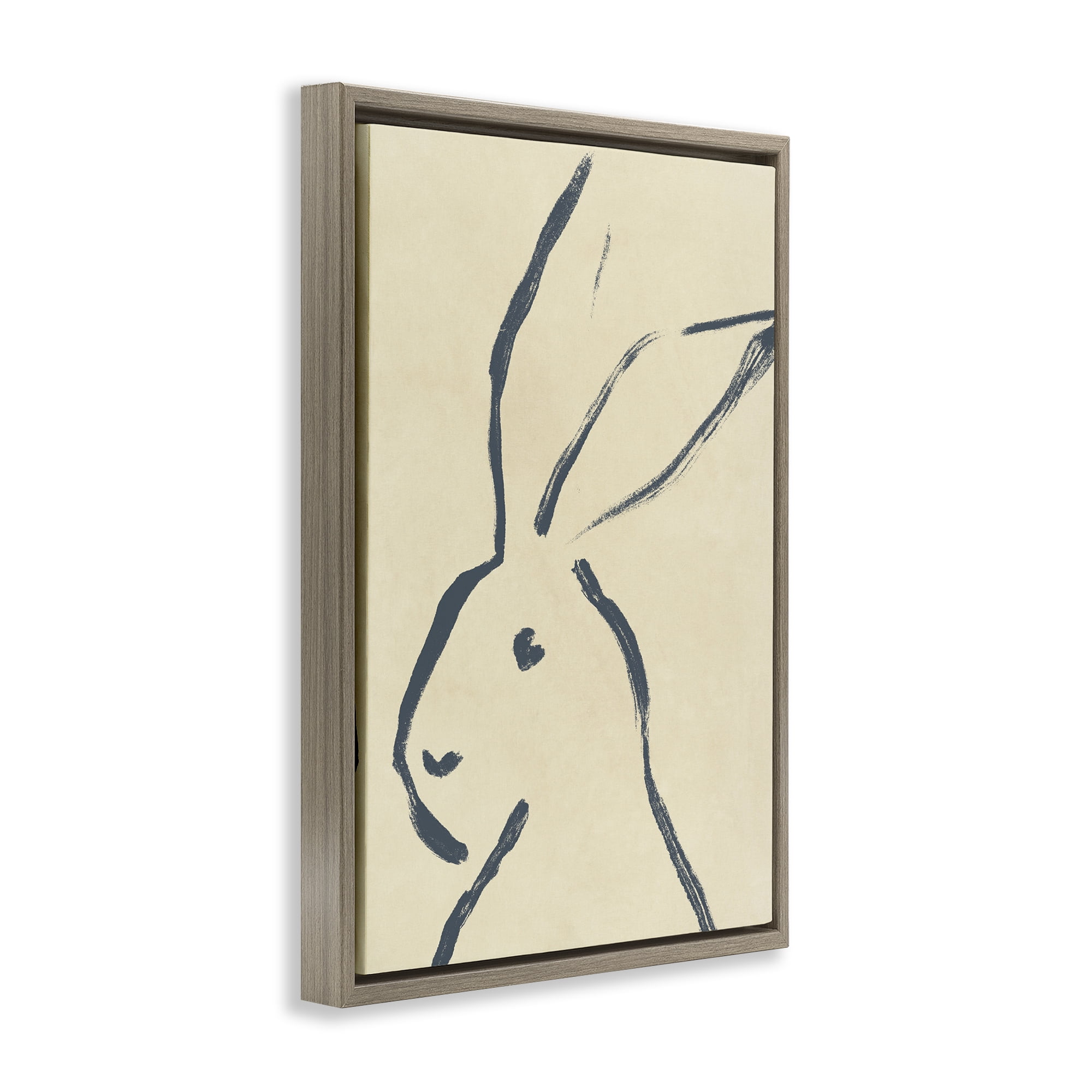 Stupell Industries Minimal Brushed Rabbit Animals & Insects Drawing Brown Floater Framed Canvas Art Print Wall Art, 21 x 31