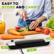 NOVODESK Vacuum Sealing Machine with 12 Bags, 80Kpa Food Sealer Machine,Wet and Dry Food Storage, Built-in Cutter, Compact Design