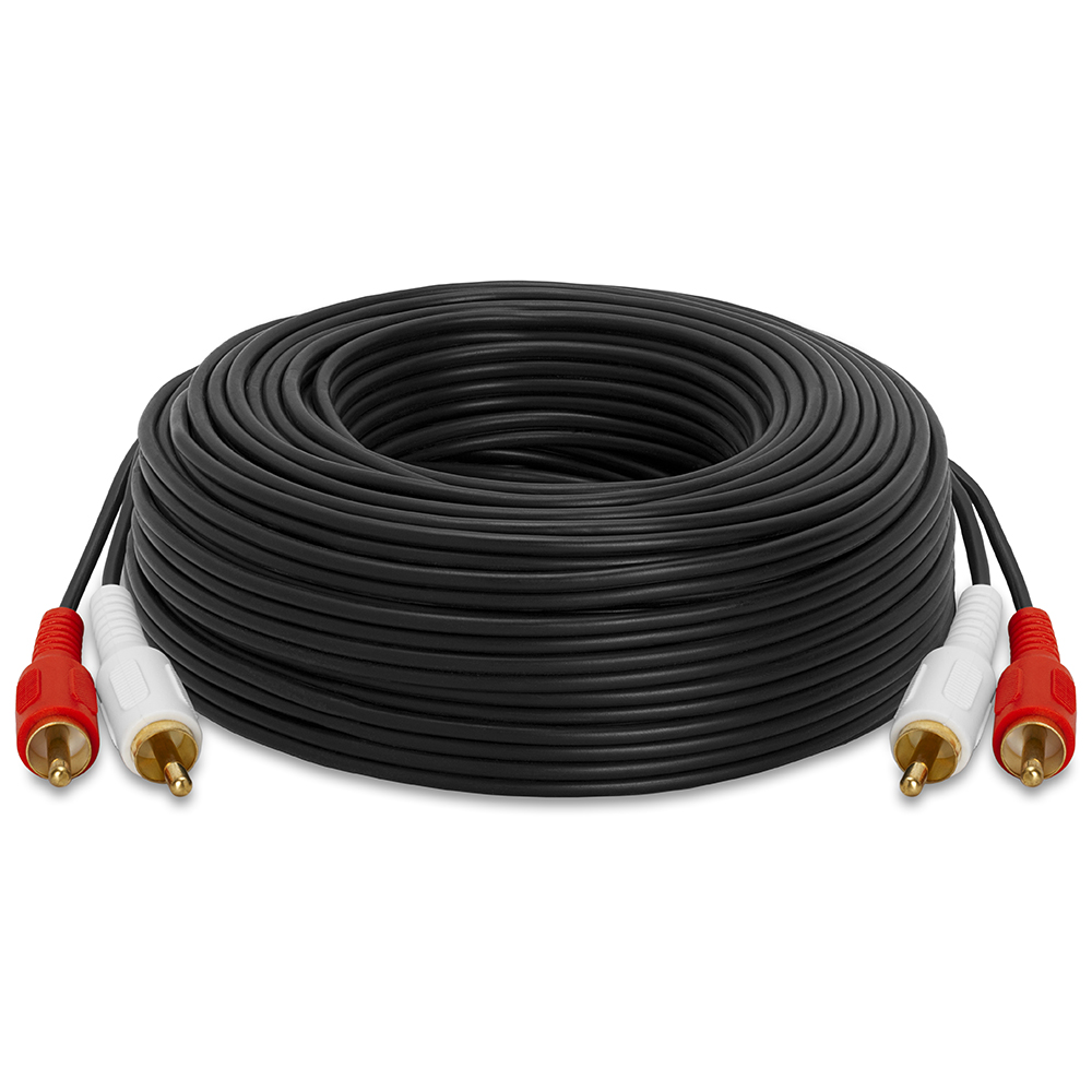 Cmple - 2 RCA to 2 RCA Cables 75ft, Male to Male RCA Cable Stereo Audio Speaker Cable RCA Red and White Cables Double RCA Subwoofer Cable for Car Stereo, Marine Audio, Audio Mixer, Amplifier - Black - image 3 of 5