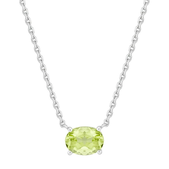 Brilliance Fine Jewelry Oval Peridot Necklace in Sterling Silver