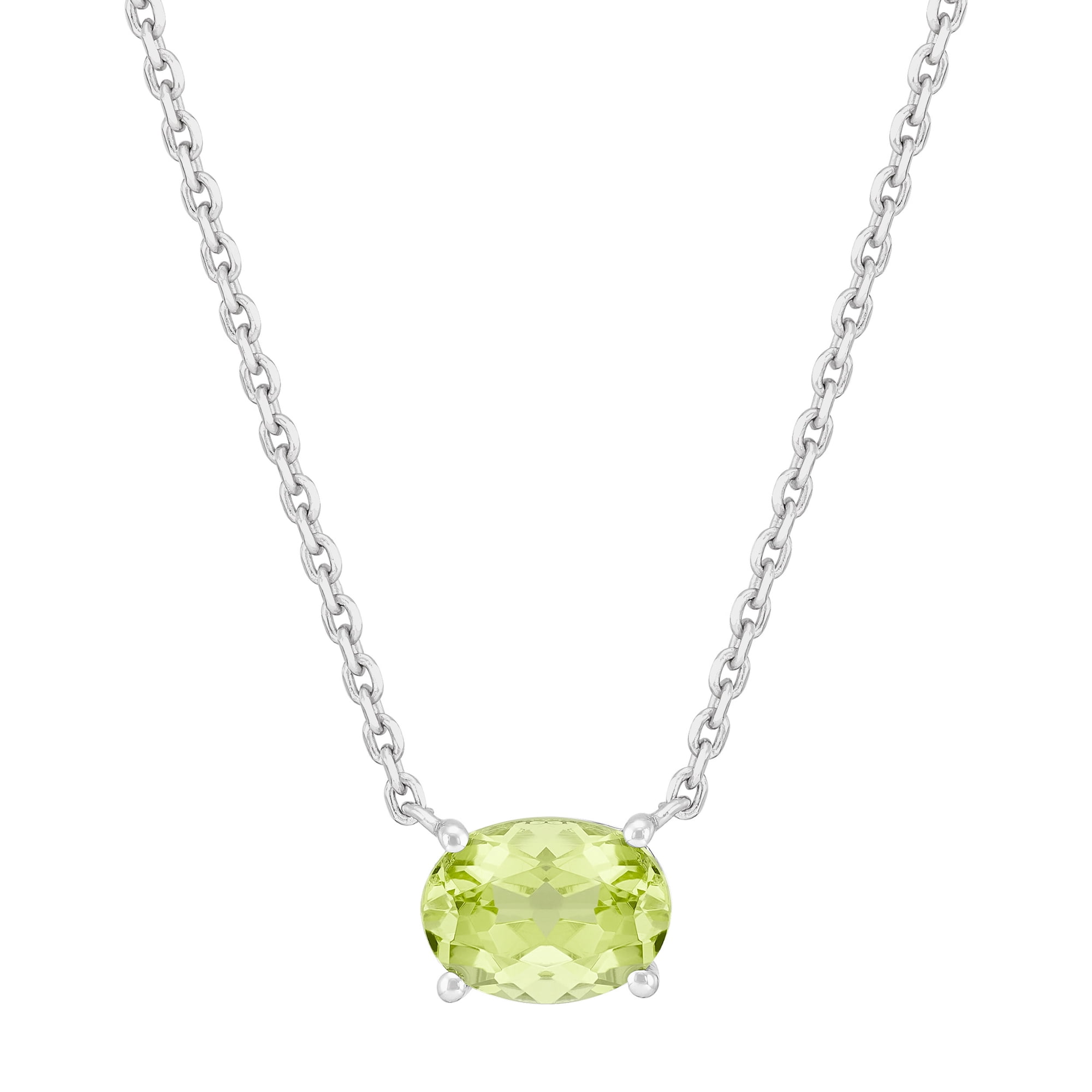 Brilliance Fine Jewelry Oval Peridot Necklace in Sterling Silver