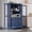 Blue, variant on Oufan 75" Farmhouse Pantry Cabinet, Pine Display Cabinet with 2 Glass Doors & 4 Drawers, Freestanding Storage Cabinet for Living Room, Kitchen