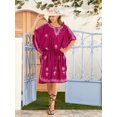 thumbnail image 2 of HAPPY BAY Women's Summer Loungewear Solid Casual Relaxed Caftan Knee Length Cover Up Dresses for Women 2X-3X Magenta, Floral, 2 of 5
