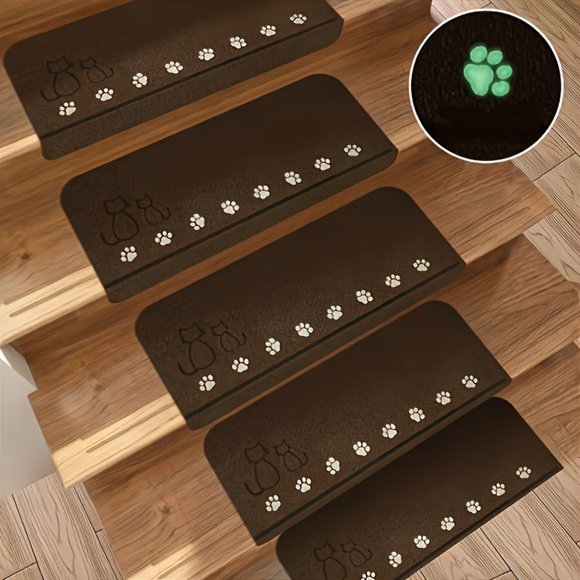 3 Pack Stair Treads for Wooden Steps Anti Slip Staircase Carpets Protector with Self Adhesive Indoor Outdoor Stair Rugs for Kids and Dogs (Brown)