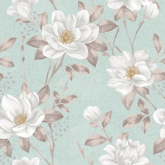 Floral Wallpaper Peel and Stick Boho Vintage Green and White Flower Wall Paper for Bathroom Bedroom Accent Wall Covering 17.5x78.8 Teal Agua Green Floral Contact Paper Renter Friendly