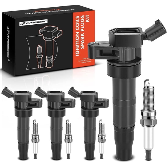 A-Premium Set of 4 Ignition Coil Pack and Iridium Spark Plugs Compatible with Hyundai Sonata 2012-2014, Santa Fe Sport 2013-2015 & Kia Optima 2011-2015, Sportage 2011-2016, 2.0L Replace# NGK92422