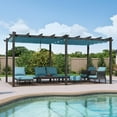 thumbnail image 2 of PURPLE LEAF Pergola 12' x 18' Outdoor Retractable Pergola with Sun Shade Canopy Aluminum Frame Patio Grape Trellis Pergola with Sun Shade Canopy, Turquoise Blue, 2 of 12