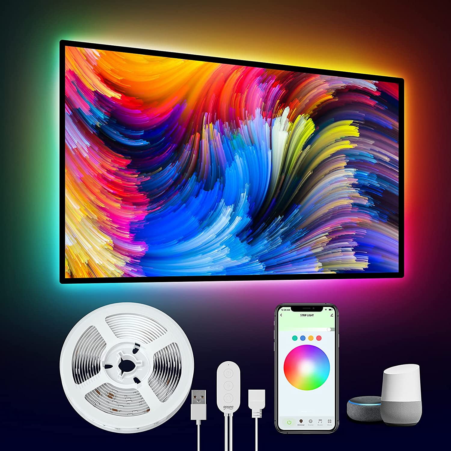 LED Lights for TV, Gosund 9.2ft Smart LED TV Backlights Works with