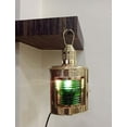 thumbnail image 5 of Solid Brass Electric Ship Lanterns - Nautical Lamps - Green Fresnel Lenses - Starboard Boat Light Gift Rustic Vintage Home Decor Gifts, 5 of 5