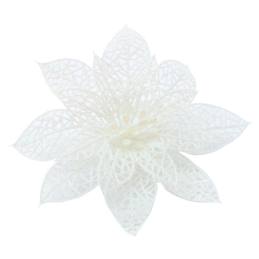 10-Pack Christmas Tree Decorative Ornaments Artificial Glitter Powder Flowers White