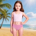 thumbnail image 2 of Girls Solid Scalloped Edge Swim Brief Separates, High Waist Cute Bikini Bottoms, Macaron Color Beach Spa Swim Trunks for Kids Girls 5-12Y, 2 of 4
