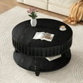 thumbnail image 5 of Modern Round Coffee Table with Storage and Lower Shelf, Fluted Center Table with Flip-Top Lid, End Table with Solid Wood Legs for Living Room Apartment, Black, 5 of 9