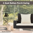 thumbnail image 6 of SYNGAR 2-Person Wicker Porch Hanging Swing, Outdoor Swing Bench Chair with Beige Cushions and Chains, Heavy Duty Hammock Chair for Backyard, Garden, Balcony, Brown, D7402, 6 of 12