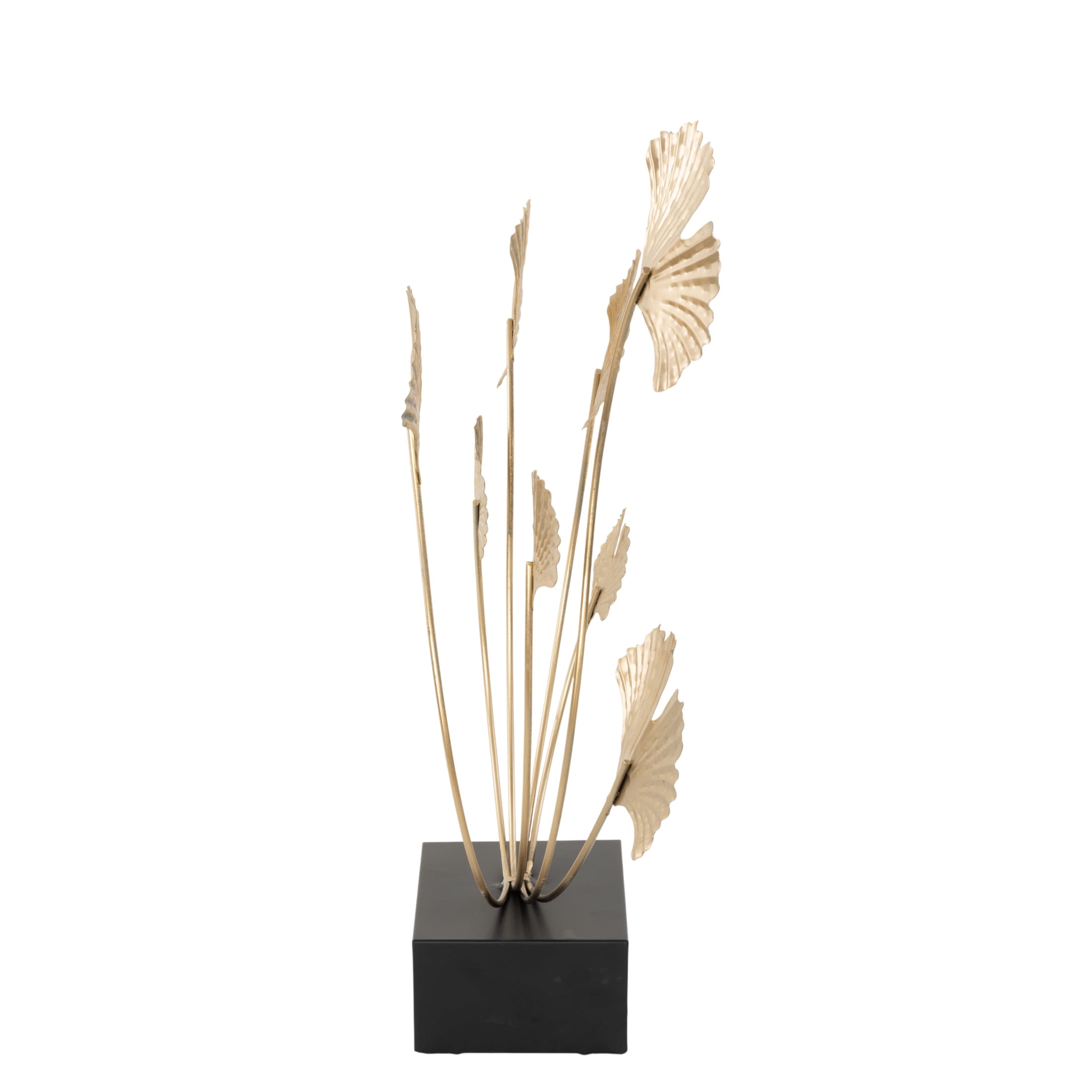18" x 22" Gold Metal Curved Floral Sculpture, by DecMode