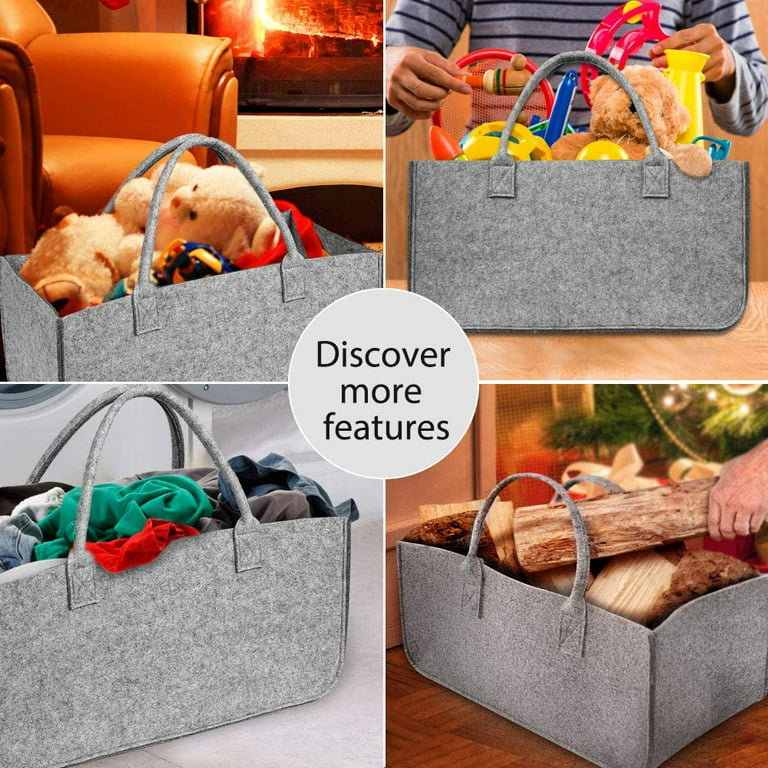 Felt bag, firewood bag, firewood basket basket, felt newspaper rack,  newspaper basket, high-quality storage basket can be loaded with a lot of  wood