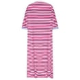 thumbnail image 4 of DeHolifer Women Nightshirt Short Sleeve Zip Front Nightgowns Full Length Cotton Robes Loose Housecoat Loungewear with Pockets Hot Pink 2XL, 4 of 4
