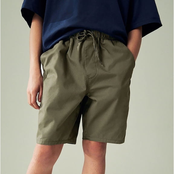 Maqroz Girls Cargo Shorts with Pockets Elastic High Waist Solid Color Casual Summer Bottoms Loose Fit Hiking Shorts