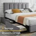 thumbnail image 4 of VECELO Full Size Bed Frame with 4 Storage Drawers, Modern Upholstered Platform Bed with Adjustable Headboard, Wood Slat Support/Easy Assembly, Dark Gray, 4 of 7