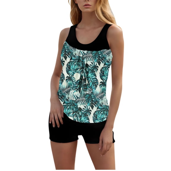 Swimsuits for Women Print Swim Tank Top with Boyshorts 2 Piece Bathing Suits Women's Swimsuit Set