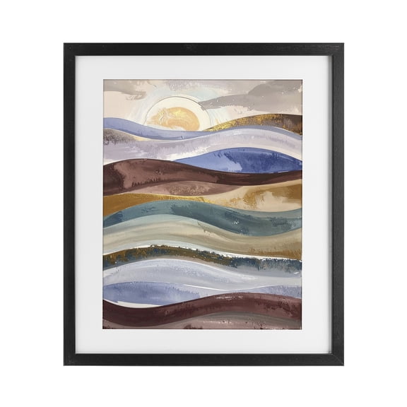 Stupell Industries Contemporary Layered Ocean Flow Black Framed Print Under Glass, 13 x 16, by Alonza Saunders