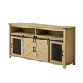 thumbnail image 5 of Hassch Farmhouse Sideboard Buffet Cabinet with Storage, 59.3" Kitchen Cabinet with Sliding Barn Door and Mesh Doors, Credenza with Open Storage Shelves, Coffee Bar Cabinet, Natural, 5 of 11