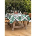 thumbnail image 3 of Outdoor Tablecloth with Umbrella Hole for Patio/Picnic/Party/Camping, Vintage Boho Waterproof Table Cloth Rectangle Table Cover Washable, Middle Century Bohemia Style Green (54"x 80"), 3 of 8