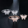 thumbnail image 3 of Chic Cubic Zircon Crystal Ladies Big Butterfly Open Bracelet Bangle and Ring Set, 3 of 9