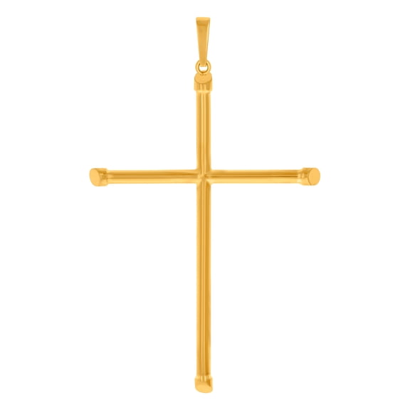 10k Yellow Gold Mens Cross Religious Charm Pendant 79.8x48.3mm Wide Necklace for Men - 3.0 Grams