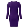 thumbnail image 4 of MSJUHEG Womens Dresses Purple Dress Womens Long Sleeve Square Neck Split Slim Fit High Waist Stretch Midi Bodycon Dress Mini Dress Purple 2Xl, 4 of 4