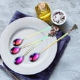 thumbnail image 6 of 4 Pieces Christmas Dining Spoon Long Handle Mirror Polished with Pendant Coffee Spoon Tableware Dinnerware Set Gift Box for Gift Party Home Colorful, 6 of 9