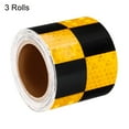 thumbnail image 3 of Uxcell Reflective Tape, 3 Roll 10 ft x 2-inch Adhesive High Visibility Safety Tape Reflector, Square Yellow Black, 3 of 6