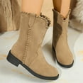 thumbnail image 6 of Viluyesy Womens Comfort Boots, Wide Calf Low Heels Round Toe Fall Winter Retro Suede Boots Khaki US5.5, 6 of 9