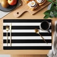 thumbnail image 2 of Black Striped Placemats Set of 6 Modern Simple Monochrome Geometric White Place Mats Indoor Wipeable Table Mats Washable Cloth Dining Table Placemats for Kitchen Holiday Party Home Decor 13x19 Inch, 2 of 9