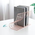 thumbnail image 4 of Soporte metálico para libros estilo nórdico en color rosa dorado - Organizador de escritorio elegante (25x11.5x16.7 cm), 4 of 6