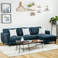thumbnail image 2 of Costway 104'' L-Shaped Fabric Sectional Sofa w/ Chaise Lounge & Solid Wood Legs Navy, 2 of 10