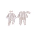thumbnail image 2 of Svuitmsl Premium Newborn Baby Girl Hospital Going Home Outfit Spring Fall Winter Clothes Plaid Gingham Footed Romper Long Sleeve Ruffled Zipper Footie Jumpsuit with Headband, 2 of 9
