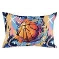 thumbnail image 2 of Sports Basketball Throw Pillow Cover, Colorful Graffiti Painting Rectangle Decorative Pillow Case Protector Soft Cushion Cover Lumbar Pillowcase for Couch Sofa Bedroom Car Chair Decor 16x24 Inch, 2 of 8