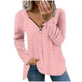 thumbnail image 3 of Casual Women's Tops Fashion Plus Size Fashion Women's Solid Zipper V-Neck Long Sleeve Casual T-shirt Blouse, 3 of 7