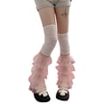 thumbnail image 1 of Faithtur Women Leg Warmers Ruffled Lace Patchwork Long Thigh High Socks Boot Cuffs Cover for Streetwear, 1 of 8