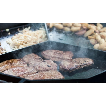 LAMINATED POSTER Eat Fry Up Cook Pan Steak Barbecue Poster Print 24 x