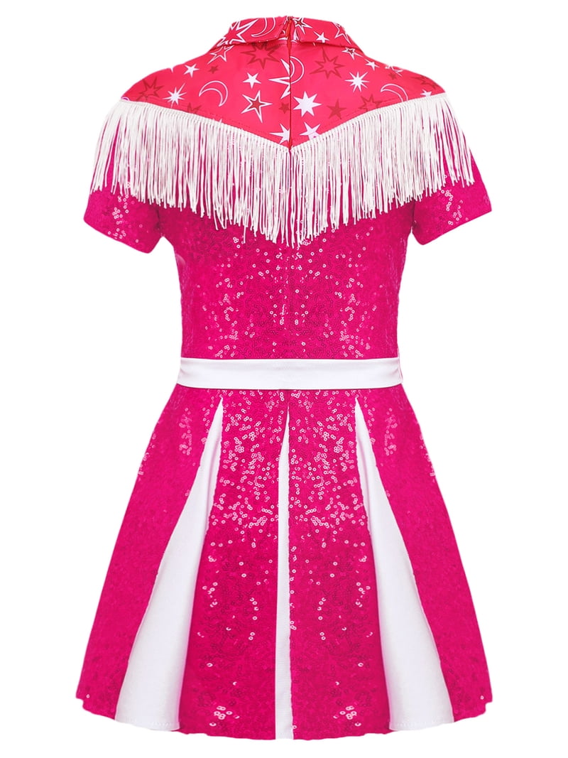 pink cowgirl dress with fringe " Grace " Denim Fringe Dress ( Pink )